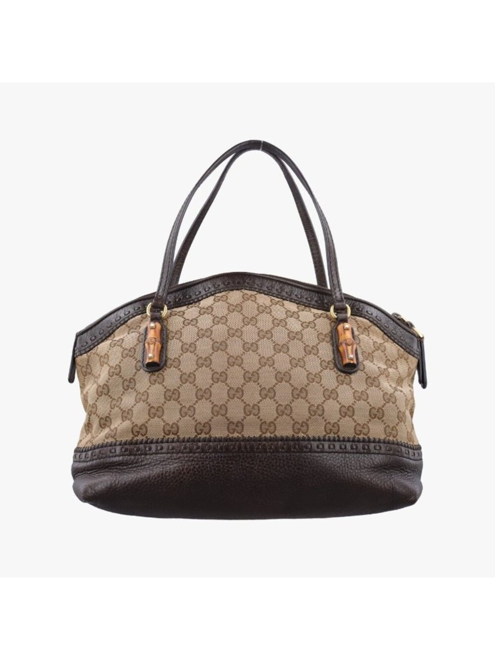 Gucci Bamboo Brown GG Canvas Leather